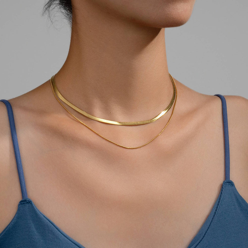 
                  
                    Collar doble de acero inoxidable bañado en oro de 18k - Preppy Boutique by Chemo
                  
                