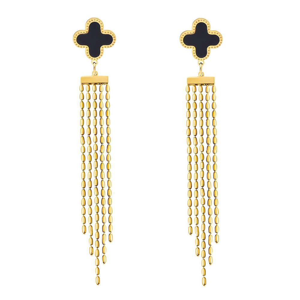 Pendientes trébol de acero inoxidable bañado en oro de 18k - Preppy Boutique by Chemo