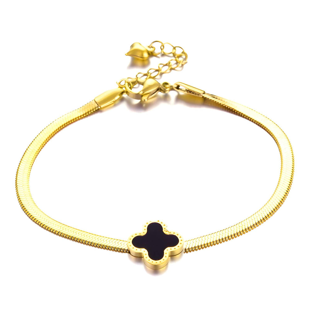 
                  
                    Pulsera trébol de acero inoxidable bañada en oro de 18 K - Preppy Boutique by Chemo
                  
                