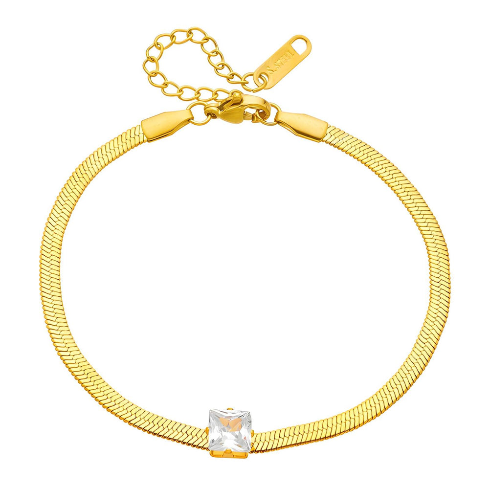 Pulsera diamante de acero inoxidable bañado en oro de 18k - Preppy Boutique by Chemo