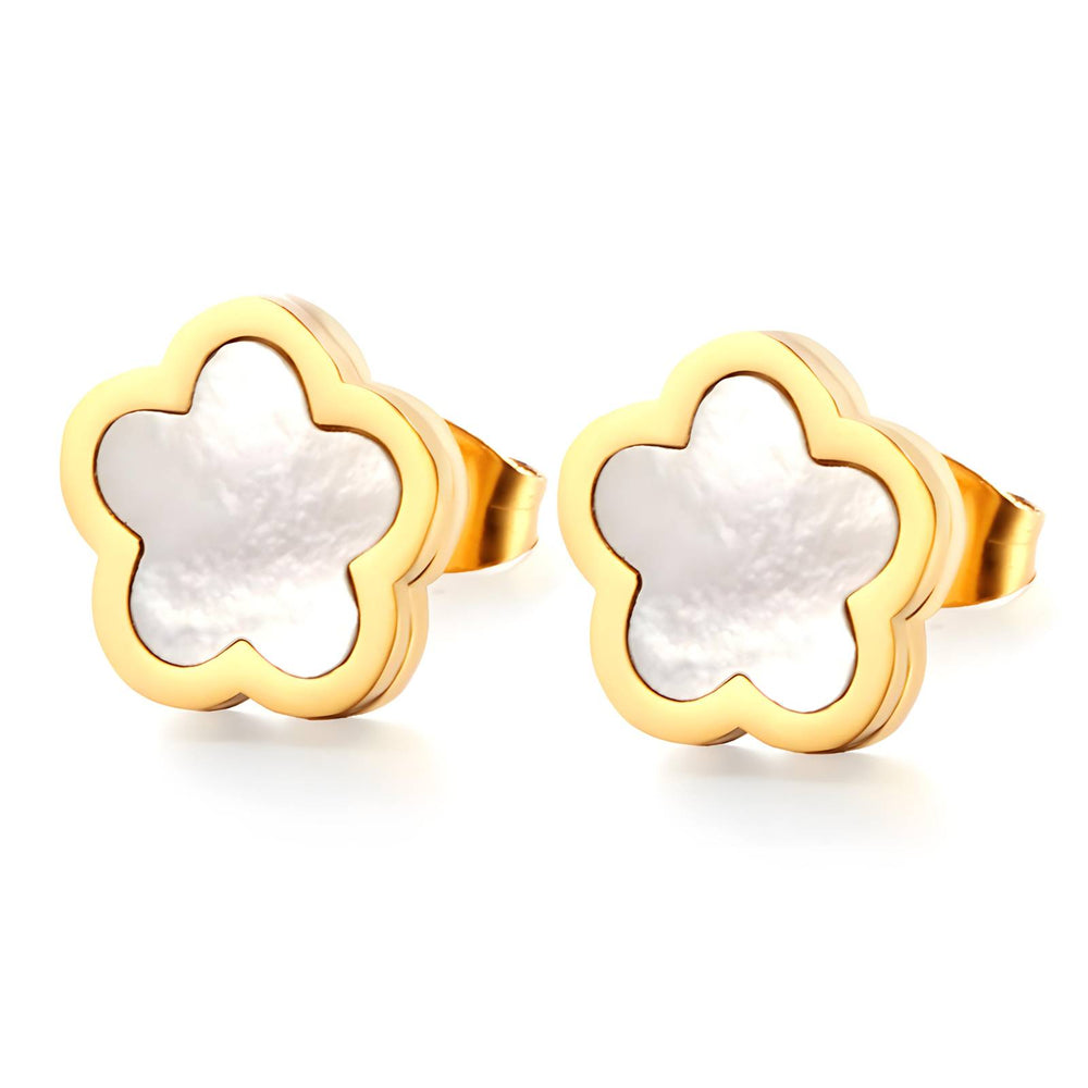 Pendientes Flores de acero inoxidable bañado en oro de 18K - Preppy Boutique by Chemo